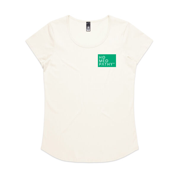 Ladies Tee in beige and white Thumbnail