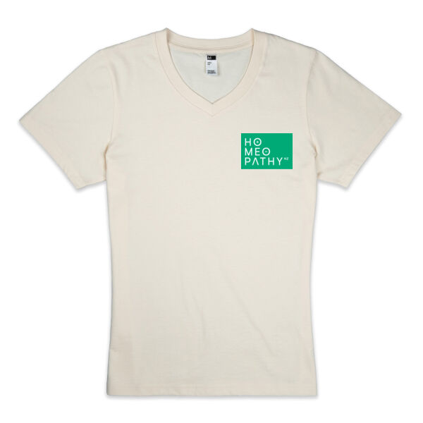 Ladies V neck in beige and white Thumbnail